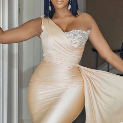 Fashion Jersey One Shoulder Evening Dresses Classic Mermaid Dress Exquisite High Quality Prom Party Gowns for Women Customized