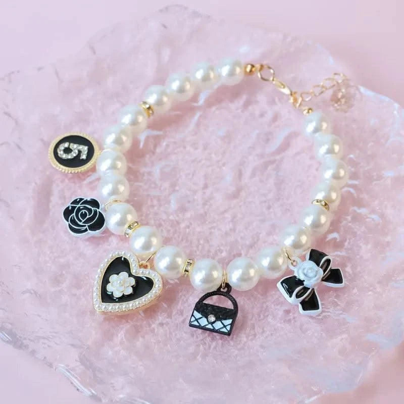Pet Pearl Collar Little Cat Dog Love Pearl Necklace Cute Dog Jewelry Pet Accessories Puppy Necklace Bow Ties Dogs Pet Products