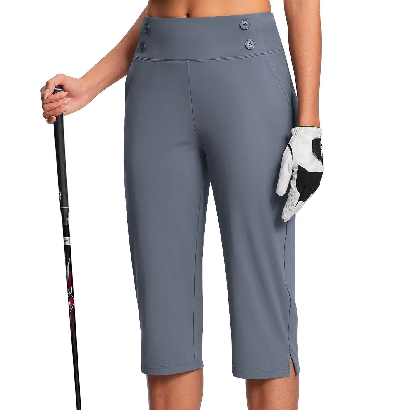 Women Elastic High Waist 3/4 Pant Casual Active Fit Wide Capris Leg Pants Trousers With Pockets Pants Woman брюки женские