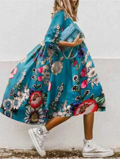 Dresses For Women 2023 Autumn New Loose Color Printed Vestidos Fashion Casua Party Vacation Ladies Bohemian Beach Dress MsChuh