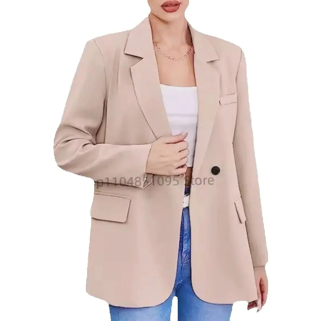 Women Suit Blazer Elegant Coat Spring Autumn Fashion Women Blazer Notch Lapel Double Breasted Jacket Solid Ladies Tops Clothes