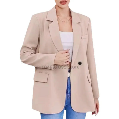 Women Suit Blazer Elegant Coat Spring Autumn Fashion Women Blazer Notch Lapel Double Breasted Jacket Solid Ladies Tops Clothes