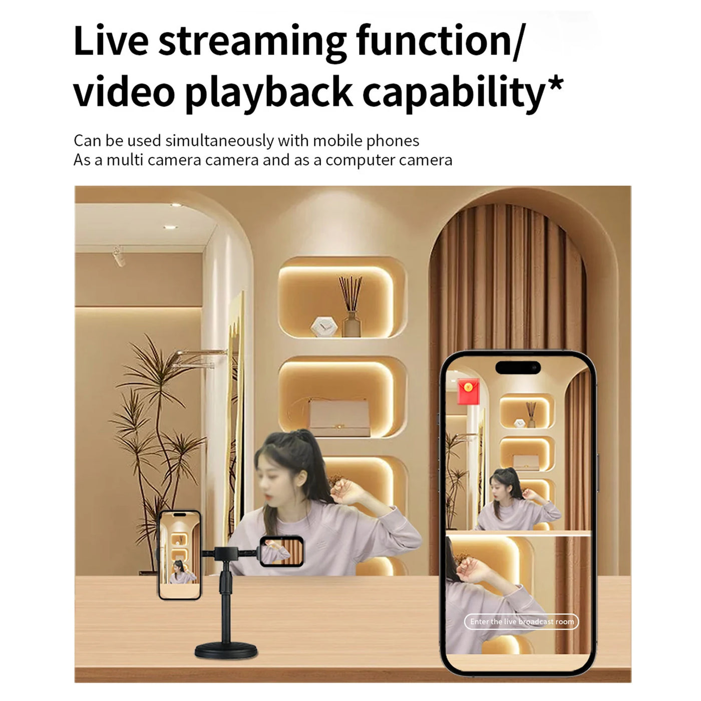 4K CCD Digital Camera 64MP Digital Video Camera 3 Lens 3In Touch Flash IR Night Vision Movie/Music Play Audio Recording Battery