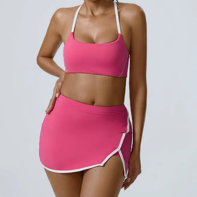 Women Yoga  Workout Set Bra and Shorts Two Piece Patchwork Open Sexy Back Elastic Fitness Sexy Yoga Outfit Sport  Women