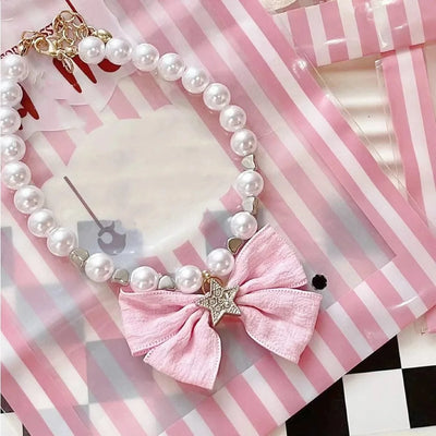 Pet pearl necklace, cat collar cat neck accessories Cat bib Pet dog small accessories neck jewelry, Valentine's Day New Year fur
