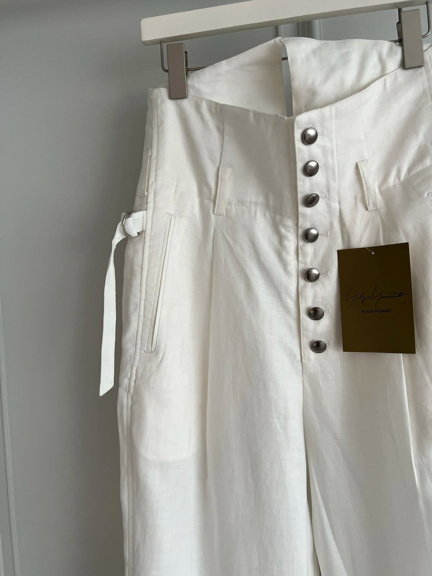TOP-YAMAMOTO original design high-waisted black and white linen casual loose trousers for men