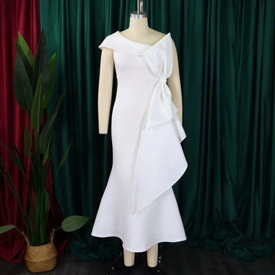 Elegant Dresses for Women 2024 New One Shoulder Ruffles Mermaid Floor Length Luxury Female Birthday Party Dinner Vestidos Mujer