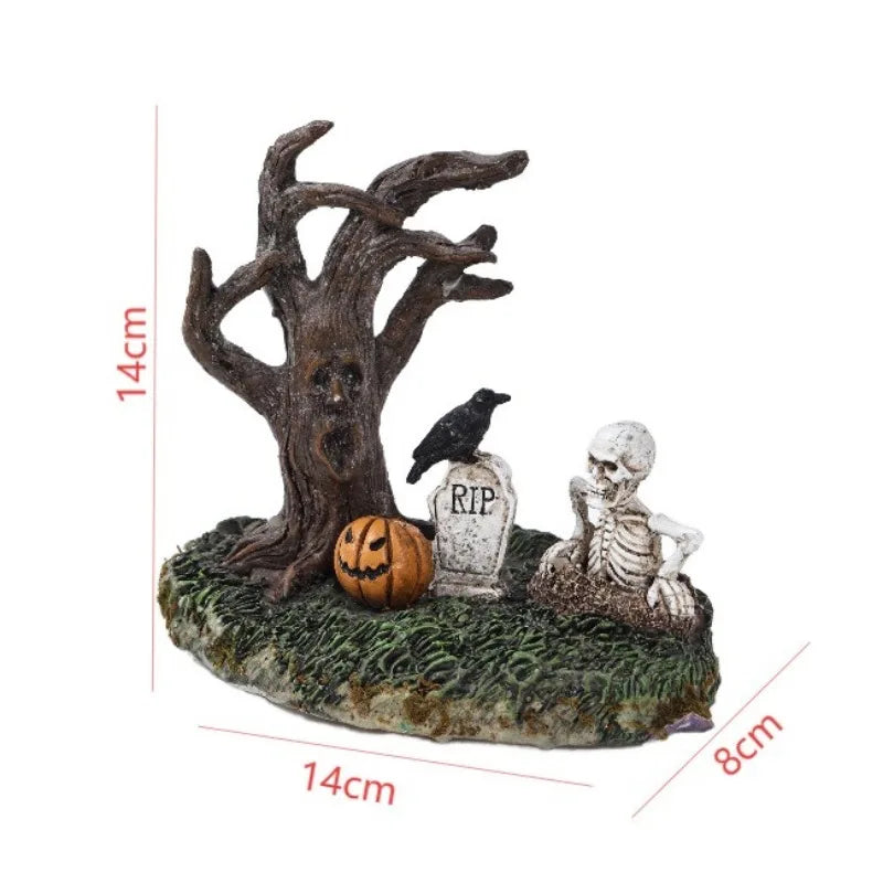 New Halloween Decoration Landscape Resin Ornaments Creative Ghost Festival Withered Tree Home Desktop Decor