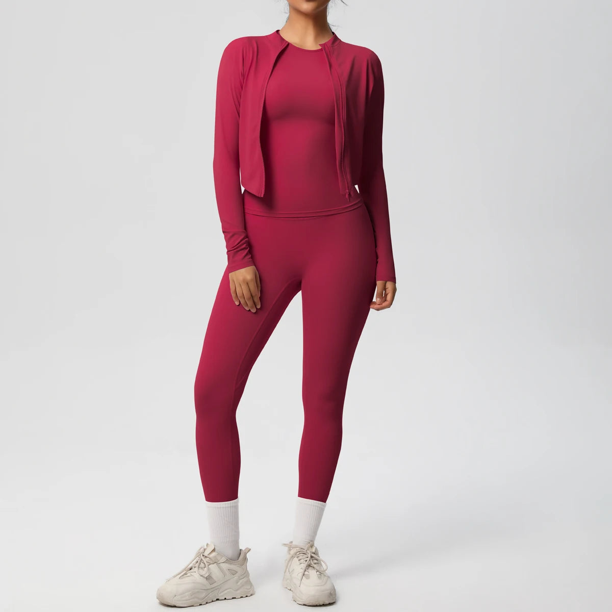 Women Sportswear Yoga Set Workout Clothes Athletic Wear Sports Gym Legging Fitness Top Long Sleeve Yoga Suit ﻿