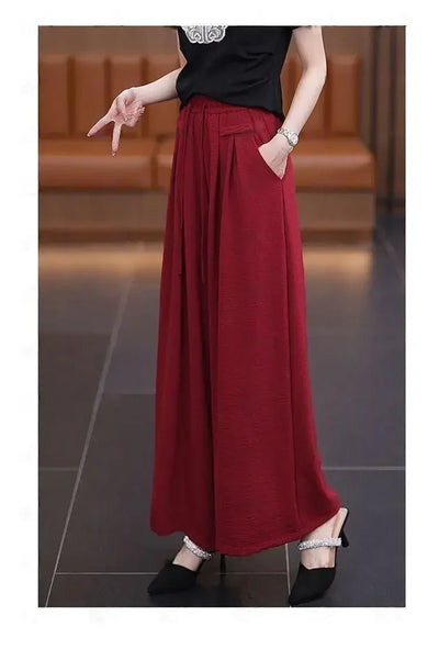Women's Wide-leg Pants Spring Summer New High-waisted Slim Straight Pants New Chinese Style Draped Loose Fashionable Skirt Pants