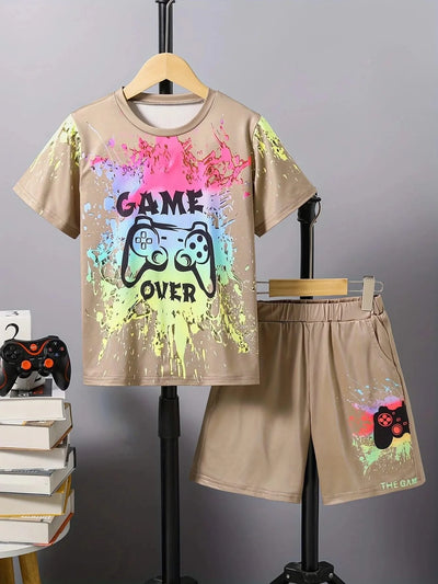 Children's Clothing Suit For Boy Short Sleeve Boy Child Shorts 3D Game Handle Fashion Children Summer Clothes Children's Sets