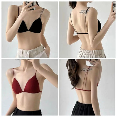 Breathable Triangle Bras for Women Beauty Back Push-up Wireless Bra Thin Strape Lingerie French Style Bra Girls