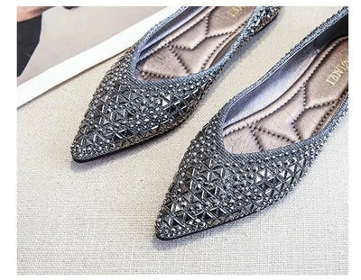 Women's Ballet Rhinestones Flats Female Plus Size 43 Slip on Boat Shoes Chaussure