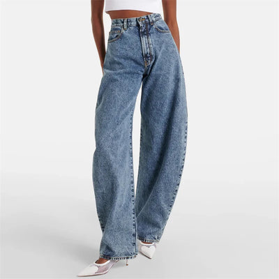 Women's pants 2025 autumn new high waisted slim women's jeans pure cotton straight leg pants  Wide leg pants curved knife jeans
