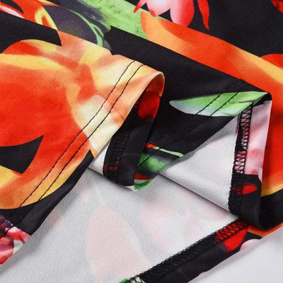 Floral Dress Women's Summer Dress Sexy Backless V-neck Suspender Long Dress