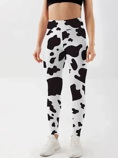 Yoga Pants Women Cow Black Leggings For Fitness High Waist Gym Legging Push Up Workout Fitness Women Printed Leggings