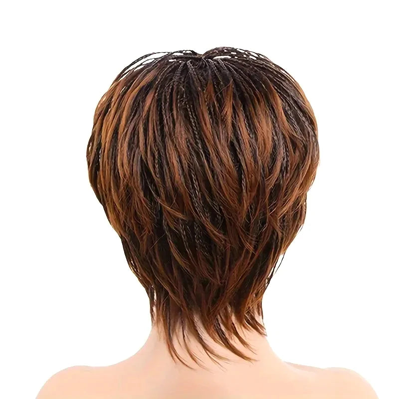 Women's Short Bob Wigs, Braided Wigs with Bangs, Synthetic Wigs for Everyday Wear Christmas Wigs