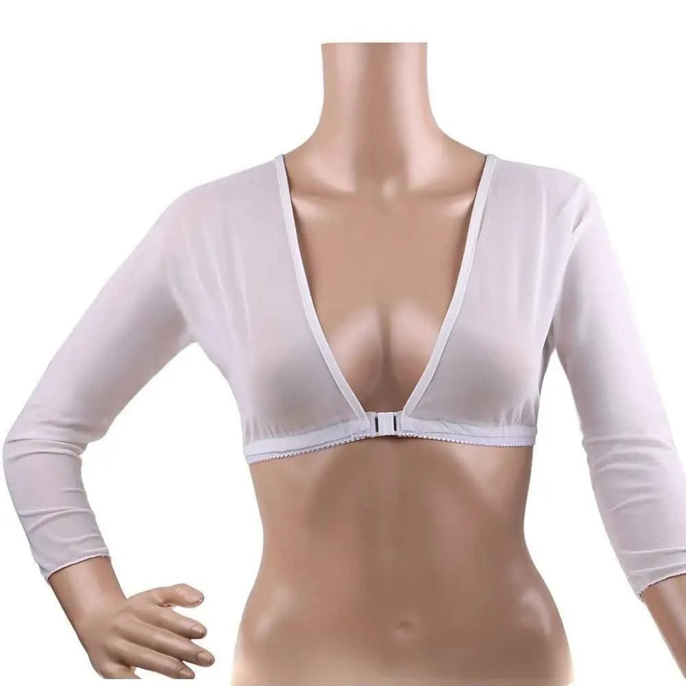 Women Bottom Sleeve Tops Fashion Front Button Long-sleeved T-shirt Mesh Top