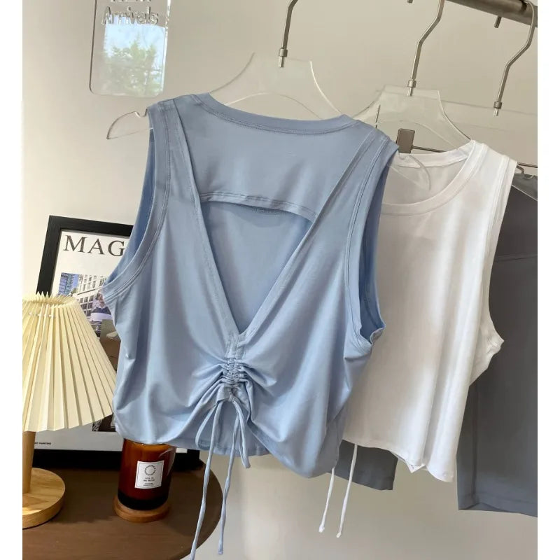Yoga Wear Sports Undershirt Women Summer Light Breathable Sleeveless Running Training Hoodie T-shirt Quick Dry Fitness Tops