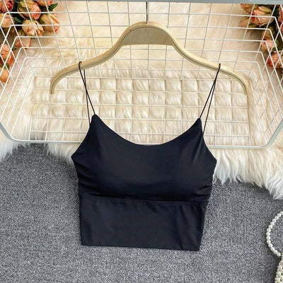 Women Crop Tops Ice Silk Summer Bra Sports Spaghetti Strap Top