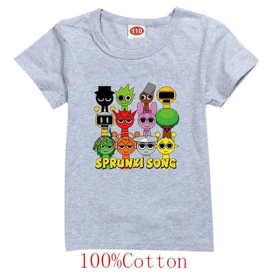 Camisas Sprunki Incredibox Figuras Kids Game Sprunky Tshirt Boys Short Sleeve Tops Girls Cartoon Clothes Children Summer Clothes
