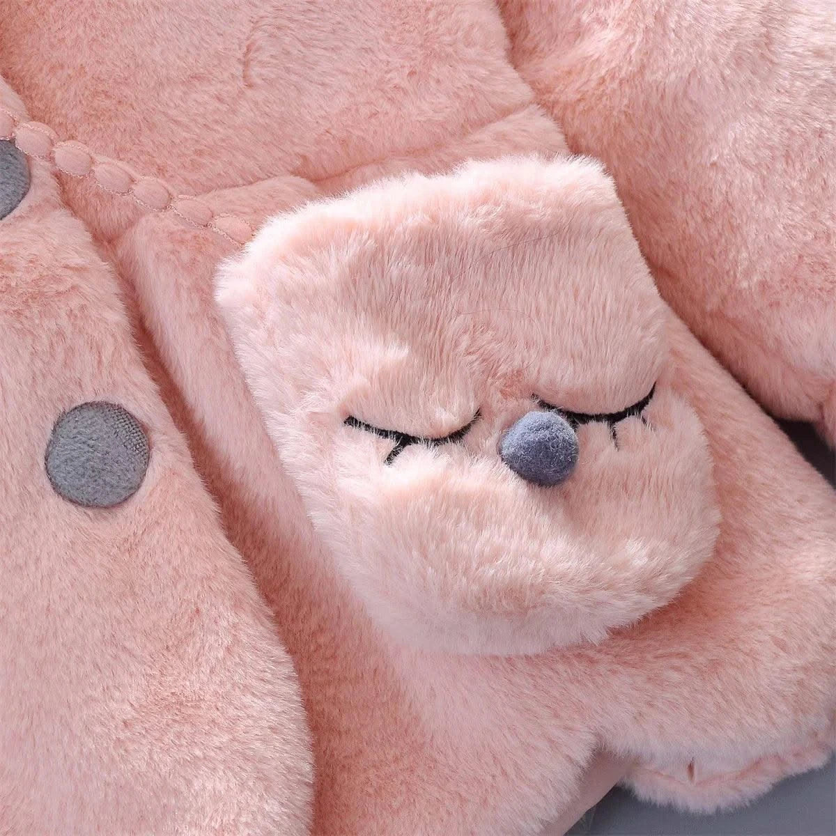 2pc/Set  Long Sleeve Cute Rabbit Hoodie Jacket Winter Plush Bow  | Baby Girl Clothes| Children 0-3years