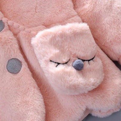 2pc/Set  Long Sleeve Cute Rabbit Hoodie Jacket Winter Plush Bow  | Baby Girl Clothes| Children 0-3years