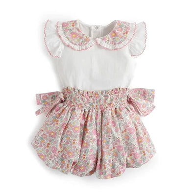 Summer Clothes Set for Baby Girls Kids Kawaii Vest Tops and Floral Printed Butt Pants Children Korean Style Casual Playwear