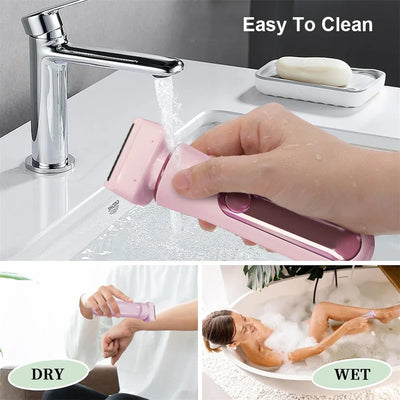 2 in 1 Electric Women Shaver For Bikini Body Leg Armpit Hair Trimmer Dual-Head Ladies Face Mustache Razor Painless Hair Remover