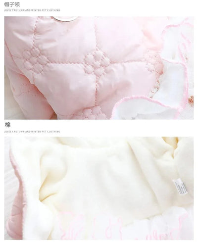 Pet Winter Princess Skirt Hoodie Floral Bubble Skirt |Thickened Rabbit Cotton Girl Dog | Cat|  Winter Coat Outfit Clothes