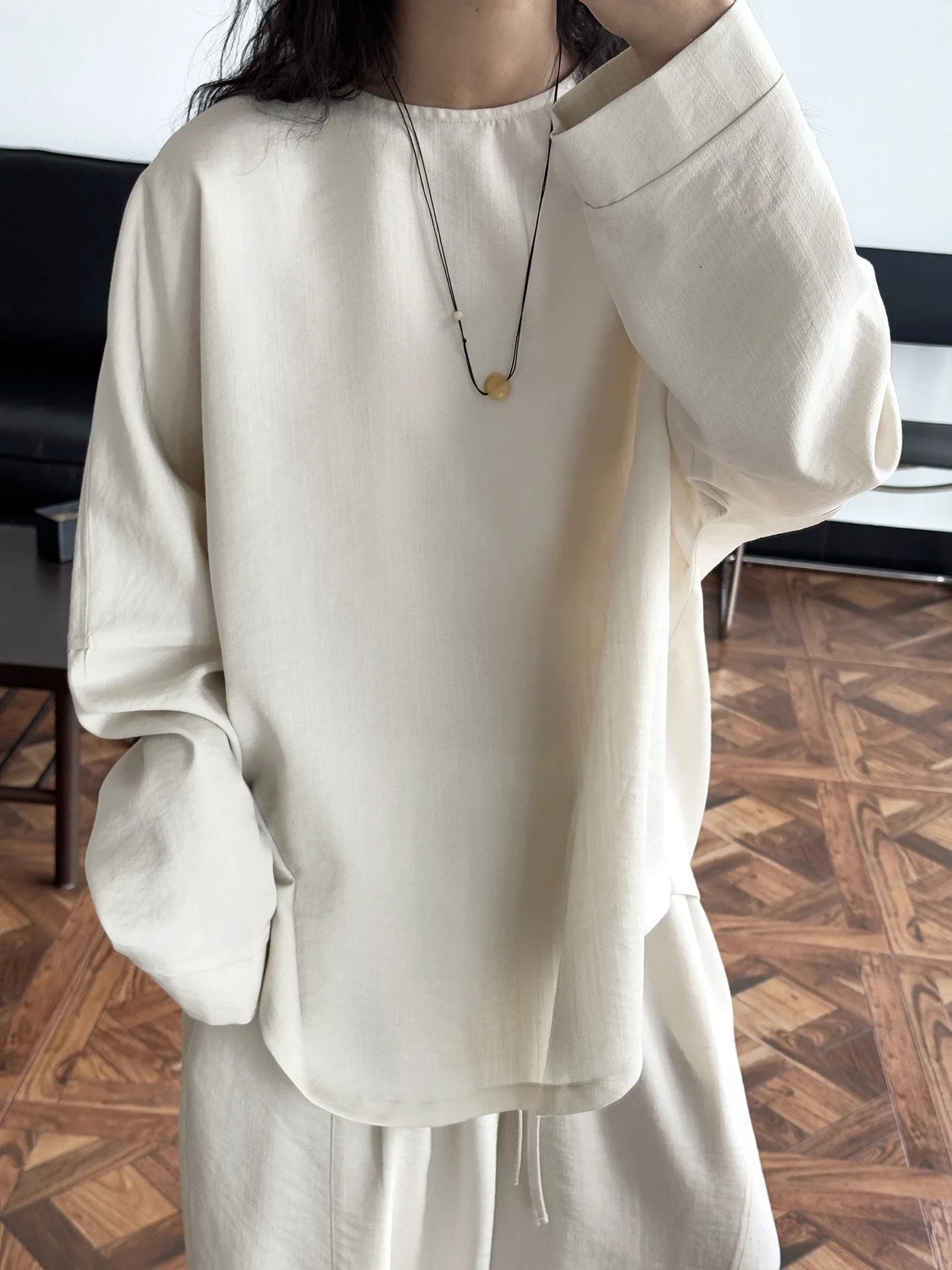 2025 Women Spring Two Pieces Suits Long Sleeve Cotton Blouses With Long Pants Wide Leg Two Pieces Sets Boho Suits Ladies Outfits