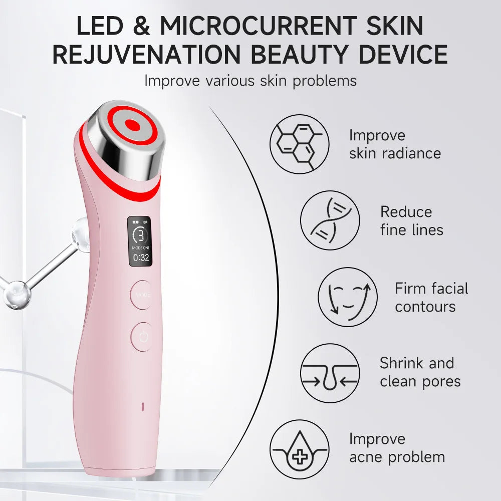 New 4 in 1 Skincare Beauty Instrument Red Light Facial Wand Skin Rejuvenation Face Massager
