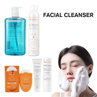 Avene Facial Deep Cleansing Cleanser Removes Face Dirt Whitening Cold Cream SPF 50+ Sunscreen Moisturizing Gel Skin Care