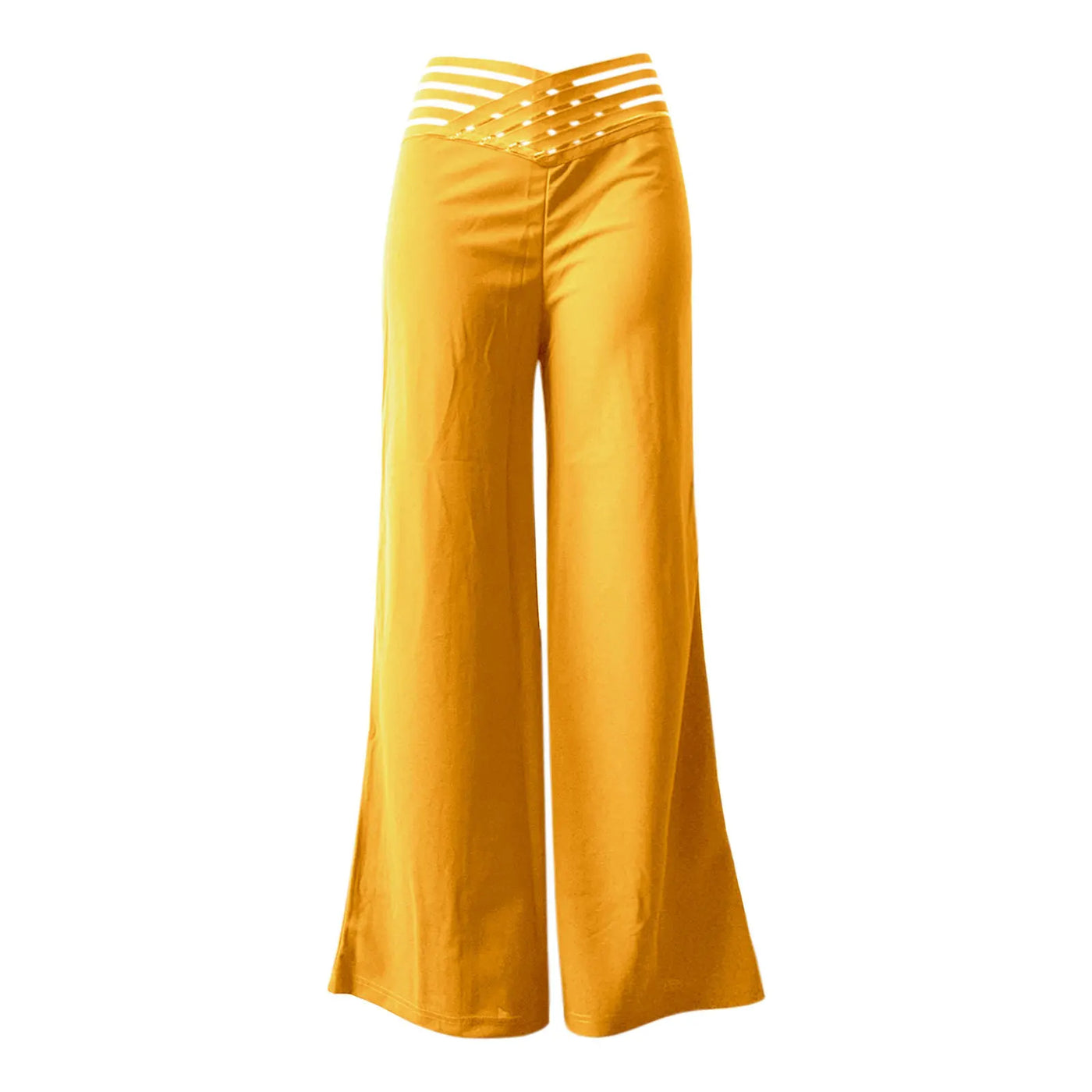 Women Wide Leg Flared Pants Autumn Casual Crisscross Sheer Mesh Patch High Waist Trousers Y2k Streetwear Elegant Work Pant