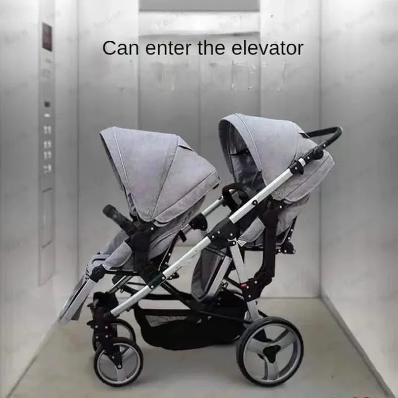 Twin Baby Stroller  Foldable, Two-way  Multifunctional Twin Baby Stroller,High View Baby Stroller Adjustable Armrests