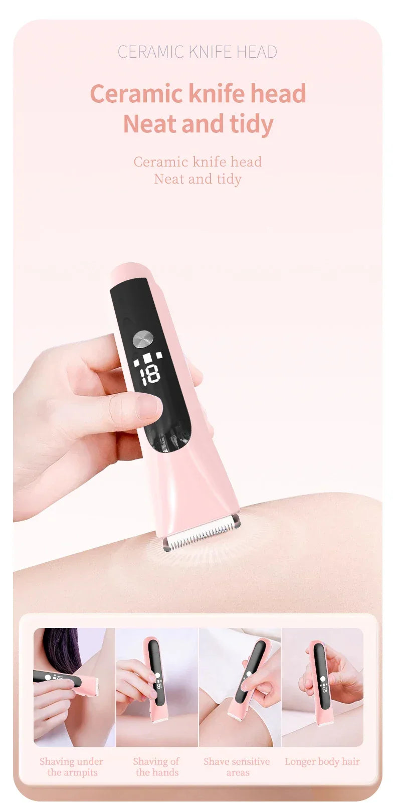 Painless Epilator Electric Shaver for Women Bikini Trimmer Facial Mustache Hair Removal Razor Ladies Face Underarm Legs Electric