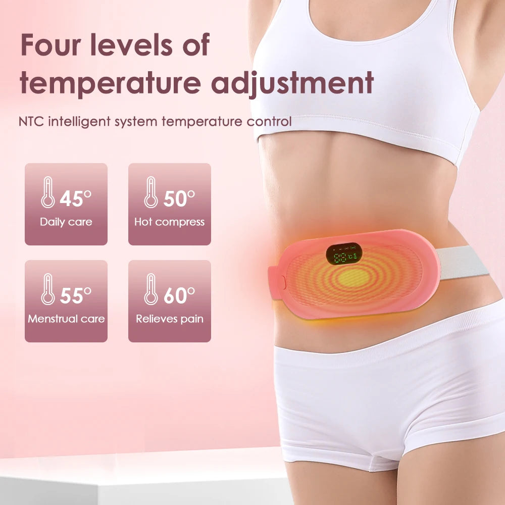 Electric Heating Pad Menstrual Cramp Massager Belt Women Period Care Hot Compress Device Vibration Abdominal Ulter Warmer Belt