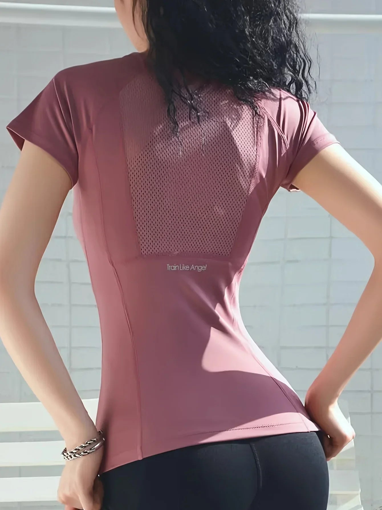 2025 Sports T-shirt women summer breathable sexy beauty back fitness wear quick dry running training short sleeve yoga top