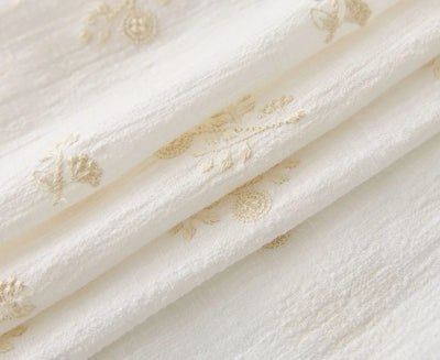 140x50cm Embroidered Slub Cotton Linen Fabric Clothing Sewing Fabric, Diy Women's Dress Forest Flower Cloth