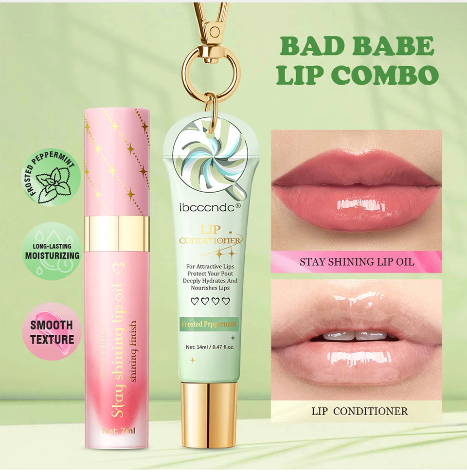 Lip Oil Lipstick Set Long Lasting Hydration Lightweight Texture Natural Lipgloss Lip Deeply Moisturizing Lip Makeup Cosmetics