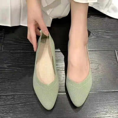 Women's Ballet Casual Shoes Slip-on Flats Knitting Ballerina Pointe Shoes
