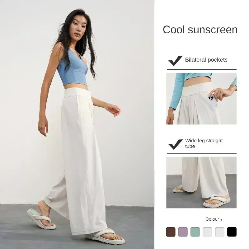 High-waisted wide-leg pants women summer new running yoga fitness pants