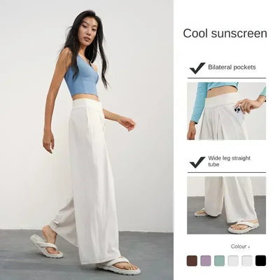 High-waisted wide-leg pants women summer new running yoga fitness pants