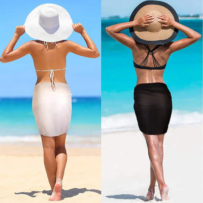 Swimsuit Coverups for Women Ruffle Hem Sarong Beach Bikini Wrap Sheer Short Skirt Chiffon Scarf for Swimwear