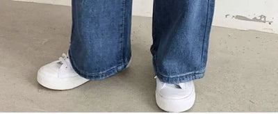 Loose Straight Cylinder Women Jeans High Waist Slimming Long Pants Trendy Cotton Fabric Comfortable Casual Style