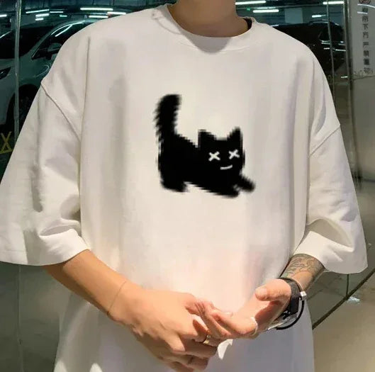 Women's T-shirts T Shirt White for Women Casual Summer Wear Cat Anime Print Fashion Tee Shirts Women's Clothing Fashion