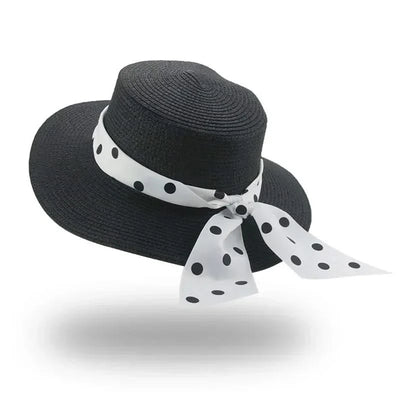 Bucket Hat Beach Summer Straw Hats for Women Flat Top Ribbon Bowknot Elegant Luxury Straw Women Summer Hats Sombreros De Mujer