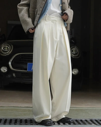 women's casual solid color straight leg wide trousers loose wear thin trousers pants