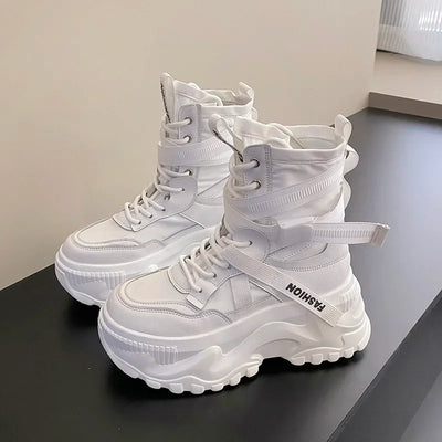 Women's Boots Platform Luxury Designer Shoes for Women  Lace Up Chunky Shoes Breathable Comfort  Ankle Boots Botas De Mujer