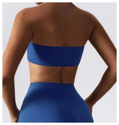 Women Strapless Bra Padded Top Stretchy Fitness Yoga Tops